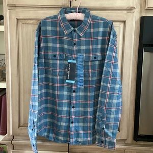 Lucky Brand flannel shirt sz L blue plaid NWT